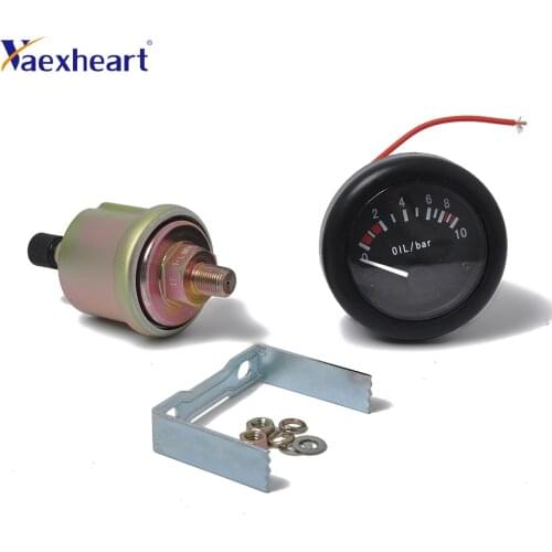 2"(52mm) 12V LED Light Marine Oil pressure gauge 0-10 Bar with 120 NPT1/8 Sensor for boat