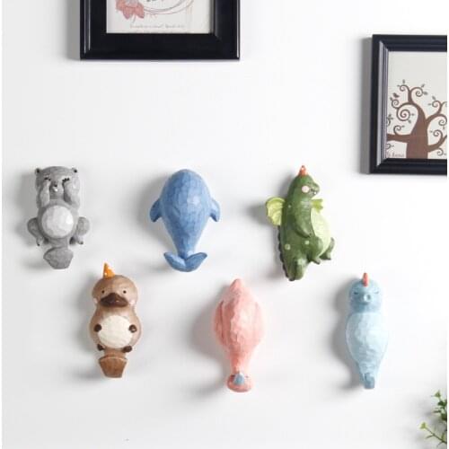 Lovely Cartoon Door Hat/Clothing Hanger Hook Animals Children Household Adornment Resin Wall Hook Coat Hooks Best Gifts For Kids
