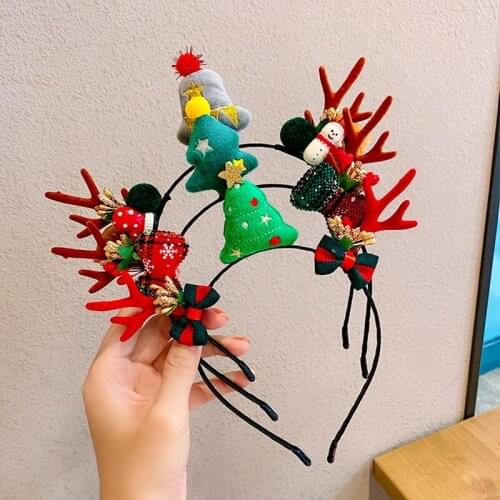 1Pc Christmas Tree Santa Claus Snowman Deer Antlers Headband Hair Hoop For Girls Hair Styling Tools Decoration Accessories
