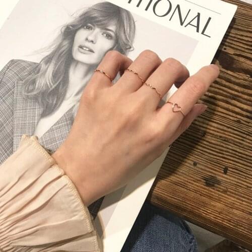 Punk Heart Shap Rings Set Hiphop Rock Metal Geometry Circular Finger Accessories Buckle Joint Tail Ring for Women Girls Jewelry