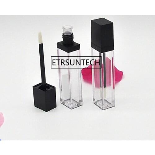 Empty Lip Gloss Tubes 7ML Clear Lipgloss Packaging Container Refillable Bottles Square Black Lipstick Liquid Oil Tube F2017578