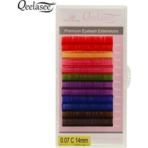 Qeelasee New Arrival 8 Colors Rainbow Colored Eyelash Extension Faux Mink Color Eyelashes Colorful Eyelash Maquiagem Cilios