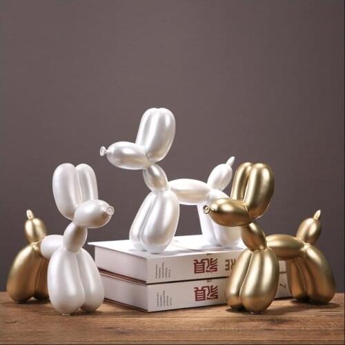 Nordic Ins Resin Balloon Dog Ornaments Crafts Decoration Home Livingroom Desktop Animal Statue Office Accessories Birthday Gifts