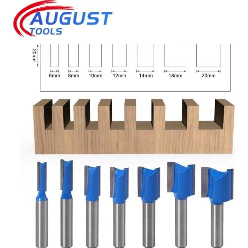 Augusttools 8MM Shank 2 flute straight bit Woodworking Tools Router Bits for Wood Tungsten Carbide endmill milling cutter set