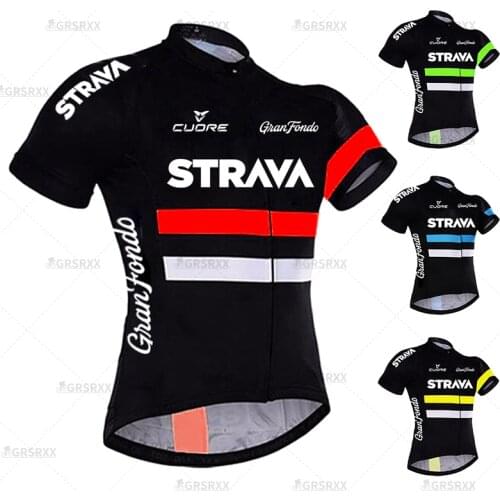 STRAVA Cycling Jersey Summer MTB Anti-UV Bicycle Team Jersey Men Cycling Short Sleeve Jerseys Ropa Maillot Ciclismo Bike Jersey