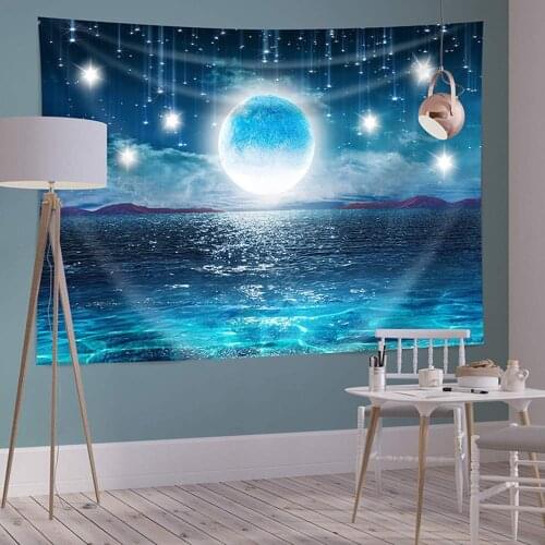 Boho Decoration Home Decor Home Decor Starry Sky Ocean Moon and Stars Tapestrys Wall Hanging Cloth Decoration Mural Hippie Tapiz