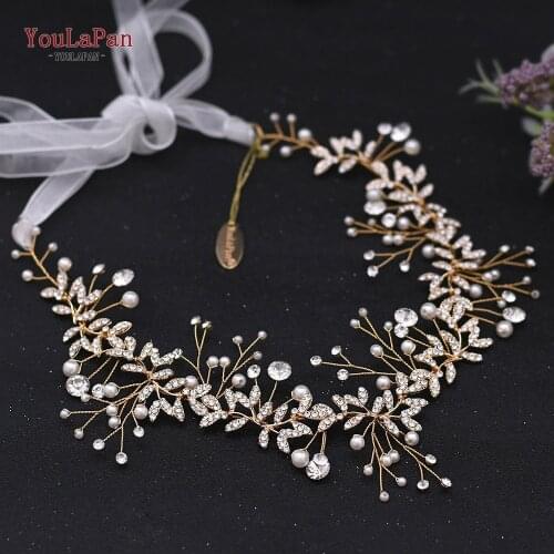 YouLaPan HP233 Crystal Wedding Headpiece Hair Vine Rhinestone Bridal Headband Bridesmaid Hairband Floral Leaf Forehead Band