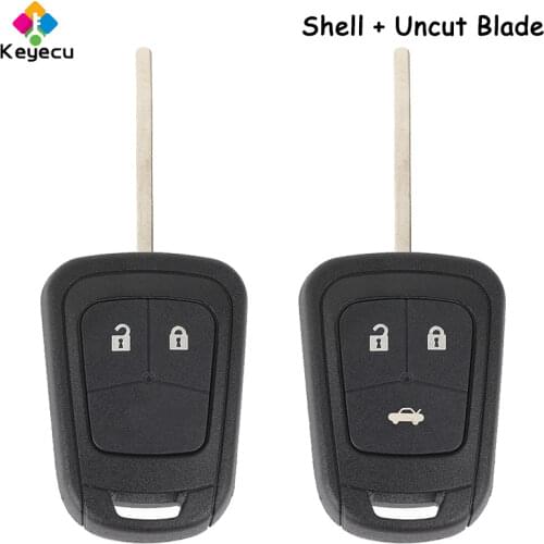 KEYECU Replacement Remote Control Car Key Shell Case Cover - 2/ 3 Buttons & HU100 Uncut Blade - FOB for Opel for Chevrolet Aveo