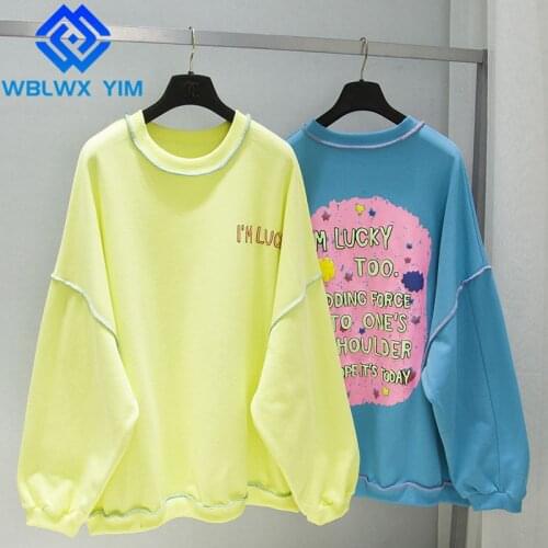 Fashion Letter print Sweatshirt Women Streetwear Hoodies O-Neck Long Sleeve Loose Harajuku Pullovers Female Oversize Sweatshirts