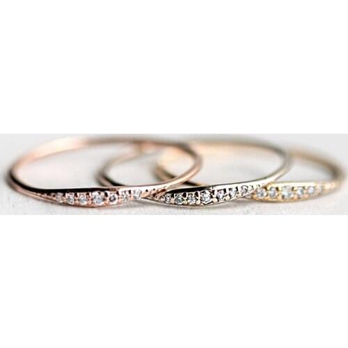 Wholesale womens wedding ring jewelry,Gold / Silver Color simple AAA Cubic Zirconia rings for women,Fashion Stackable Ring