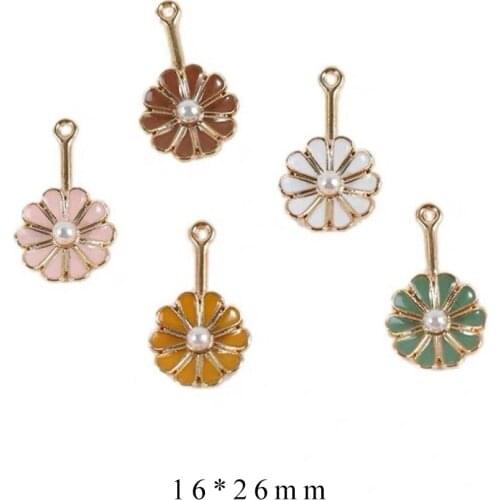 10pcs/Lot Flower 16*26mm Diy Handmade Oil Enamel Charms Design for Jewelry Making Earring Bracelet or Necklace