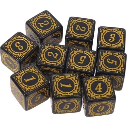 10Pcs D6 Polyhedral Dice Square Edged Numbers 6 Sided Dices Beads Table Board Role Play Game D5QD