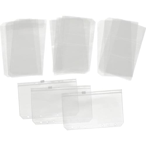 12 Sets A6 Loose Leaf Bags Binder Storage Bag Pouch Zipper Folders