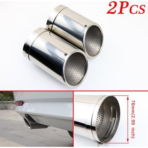 2X Universal Steel Rear Muffler Exhaust Rear Tail Tip Pipe Tailpie Trim 76mm 3" Size For Car Accessories Silencer Cover Decorate