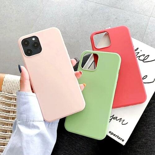 2020 Square Liquid Silicone Phone Case for Iphone 12 11 Pro Max Xr Xs Max SE 2020 6s 7 8 Plus Xmax Luxury Solid Color Candy Case