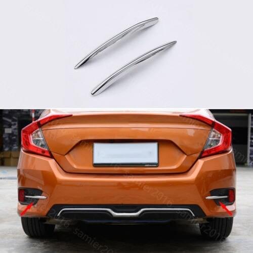 2X CHROME FIT FOR HONDA CIVIC 16-17 REAR FOG LIGHT LAMP BUMPER TRIM COVER BEZEL