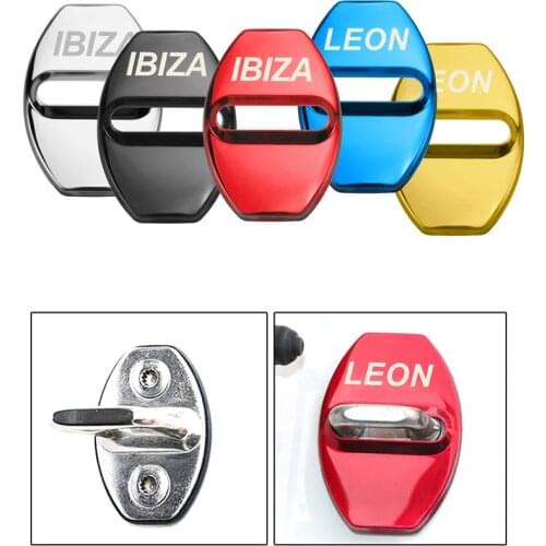 4pcs Car-Styling Door lock Cover stainless steel Car Emblem Fit For Seat ibiza leon cupra Car Sticker