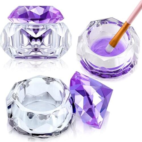 Nail Art Acrylic Liquid Powder Dappen Dish with Lid, Nail Crystal Bowl Glass Dapping Dish Nail Bowl Glassware Nail Crystal Cup