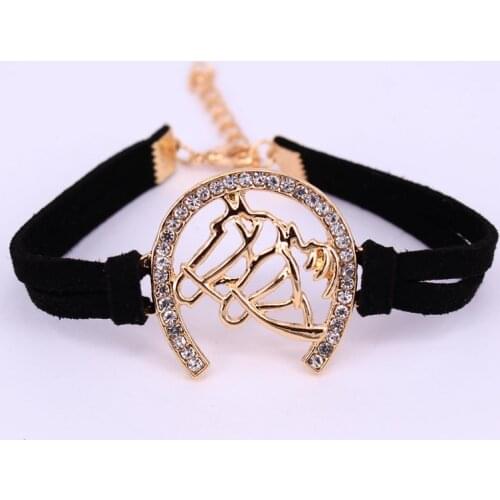 Hzew two horse head Horseshoe u shape bracelets two colors bracelet gift