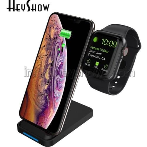 2 In 1 iPhone/Samsung Phone And Smart Watch Display Holder Stand Case For iWatch Band 4 3 2 1 With Wireless Charging Function