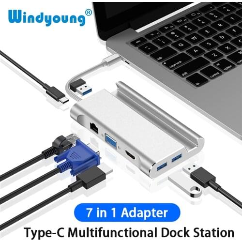 Type c Docking station To HDMI 4K USB 3.0 VGA RJ45 PD USBC Hub for Laptop Macbook Pro HP Surface DELL Lenovo Samsung Dex Station
