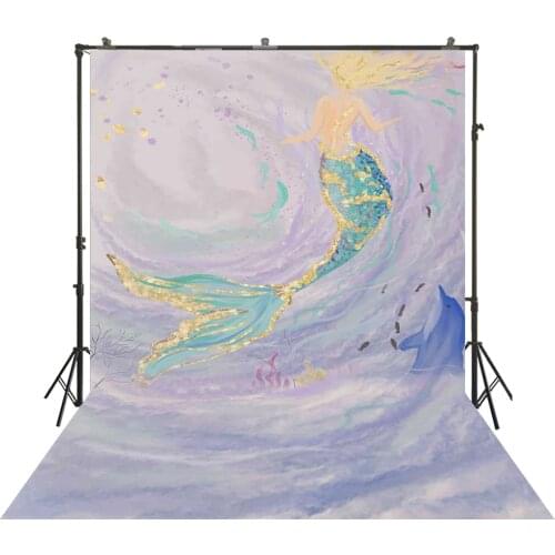 HUAYI Photography Backdrop Newborns Baby Birthday Photo Background Watercolor Painted Seabed Studio Portraits Props W-3993