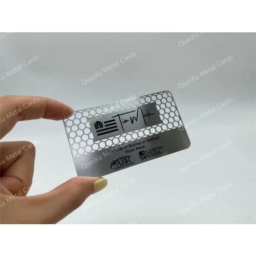 Customized electroplated light blue metal business card