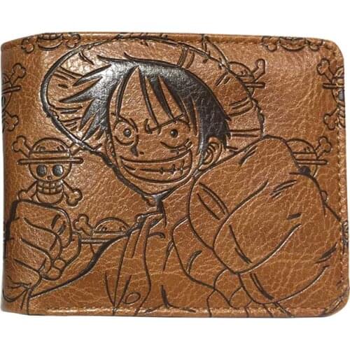 Cartoon One Piece Wallet embossed leather purse students short wallets with id card holder coin pocket
