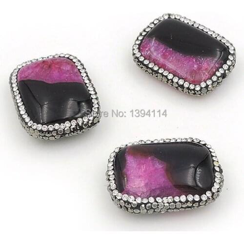 Red Stripe Onyx Pave CZ Oblong Beads Approx 27*22*5 mm