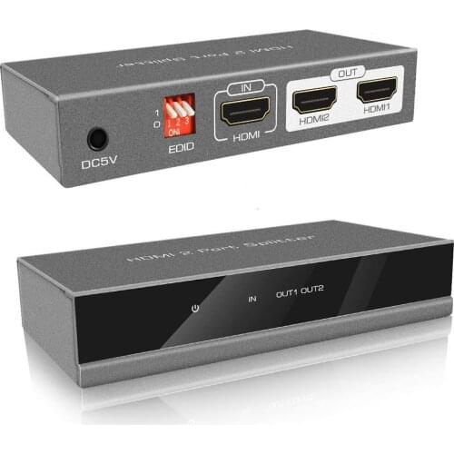 KUYiA 4K HDMI Switch 1 In 2 Out Same Time Display Supports 3D 1080P 1x2 HDMI Splitter with Power Adapter for Xbox, PS4, PS3