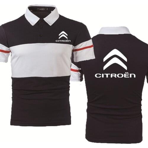 Summer Casual Trend Mens POLO shirt Citroen Car Logo printing Short Sleeve Cotton High Quality Splicing Mens POLO shirt