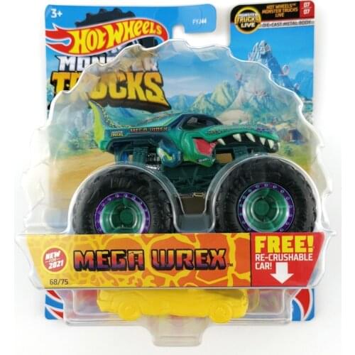 2021 Hot Wheels Cars MONSTER TRUCKS BIGFOOT Mega Wrex Bone Shaker Dodge Charger 1/64 Diecast Model Vehicle FYJ44