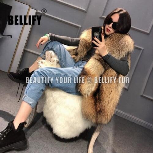 Hot sale Ladies Wholepelt Fashion Sleeveless Genuine raccoon Fur vest waistcoats plus size