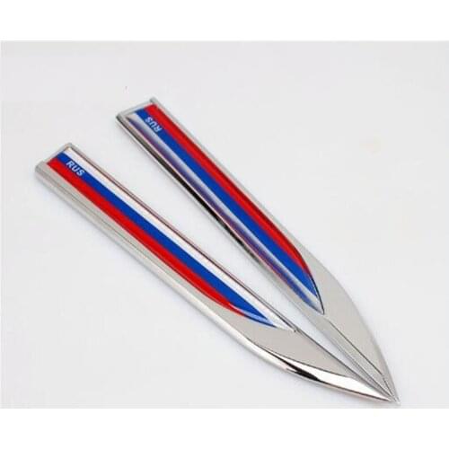 2PCS 3D Badge Russian National Flag Metal Car Fender Side Sticker Emblem Decal Auto Accessories