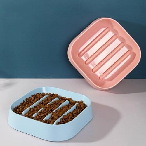 Dog Bowl Slow Feeder Plastic Rectangle Shaped Dog Slow Feeder Prevent Choking Plates for Dogs Cats Anti-choking Pet Supplies