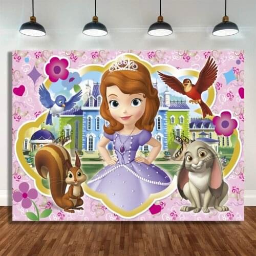 New Customized Sofia Backdrop Princess Girls Birthday Party Decoration Baby Shower Sofia Photography Background For Photo Studio
