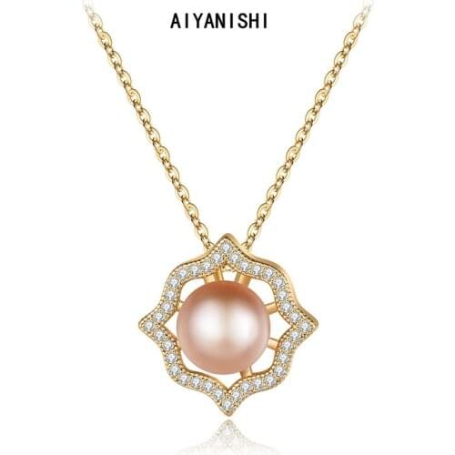 AIYANISHI 18K Gold Filled Natural Freshwater Pearl Necklace Choker Pearl Necklace Statement Ladies Collare Jewelry Birthday Gift