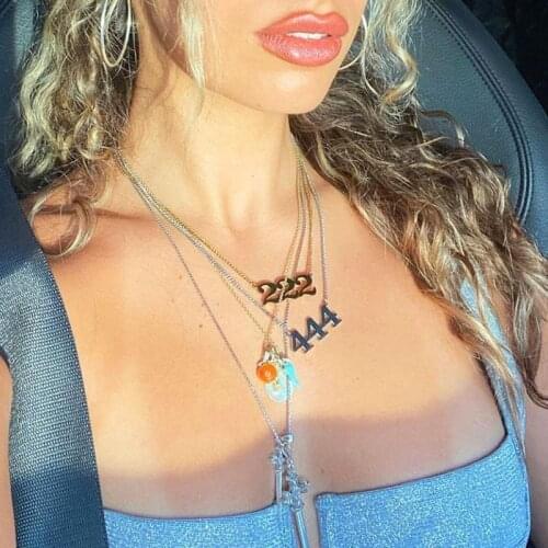 111 222 333 444 555 777 888 999 666 Devil Necklace Stainless Steel Angel Number Necklaces Pendant Charms Goth Minimalist Jewelry