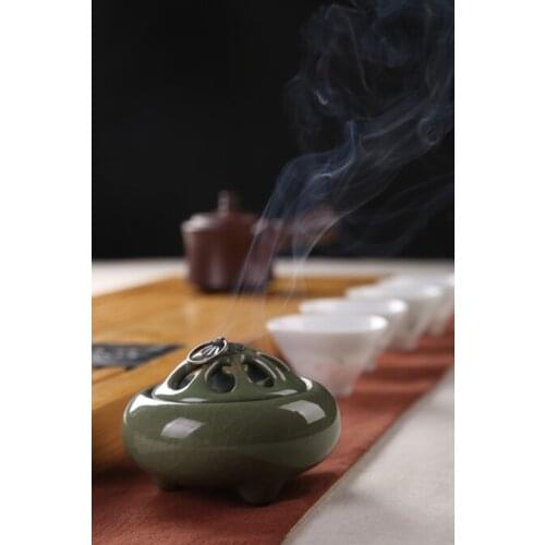 Eight three-legged furnace restoring ancient ways Small incense coil incense burner bedroom Aloes, there are ceramic smoked