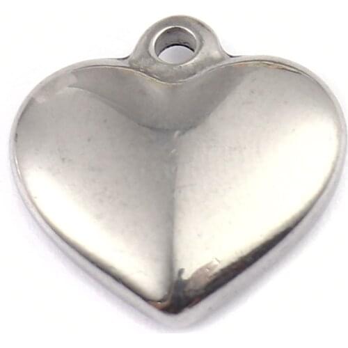 304 Stainless Steel Charms Heart Dull Silver Color 16mm x 16mm, 5 PCs