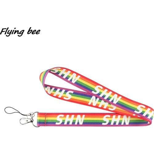 Flyingbee Rainbow SHN Gay Multi-colored Painting Art Key Chain Lanyard Neck Strap For Phone Keys ID Card Creative Lanyards X1123