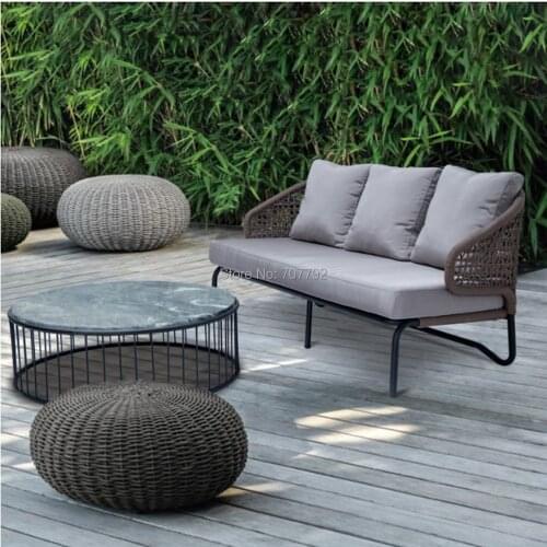 Nordic style garden rope outdoor sofa bench furniture clearance