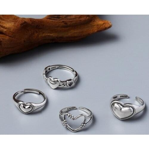 Morivovog 925 Sterling Silver Glossy Heart Rings for Women Vintage Japan Korea Minimalist Rings Fashionable Jewelry Bague Bijoux