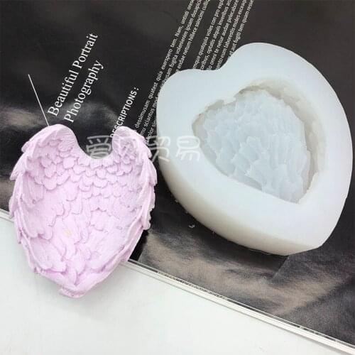 Love wing silicone mold chocolate mousse baking tool DIY aroma lavender gypsum drop glue mold mold
