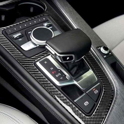 Car Styling Gear Shift Panel Decorative Stickers Carbon Fiber Decorative Decals for Audi A4L A5 B9 2016-2018
