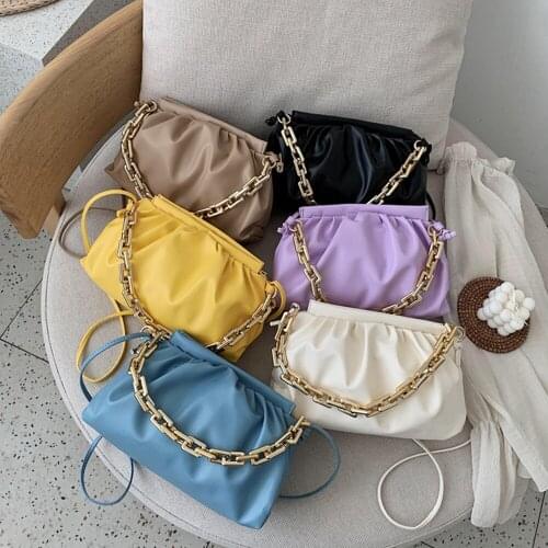 Thick Chain Crossbody Shoulder Bag Luxury Handbag Women Bags Designer Leather Clutches Retro Cloud Pouch Bag Women Totes Bag