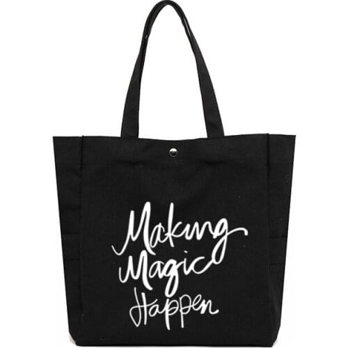 Make Magic Happen Gift for Daughter Shoulder Bag Large Capacity Tote Bag Canvas Bag Women Shopping Bag Student Book Bag