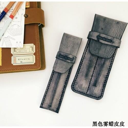 1pcs Vintage Rtro Style Handmade Genuine Leather Pen Bag Case Cowhide Pencil Bag Writting Tool Storage for Outdoor Travel