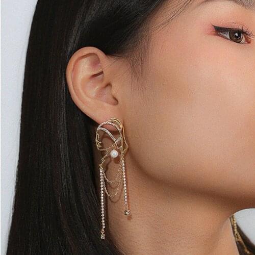 Crystal Lady Head Portrait Statement Dangle Earrings For Women 2021 Vermeer Artist Korean Long Drop Earrings Can Be Brooch