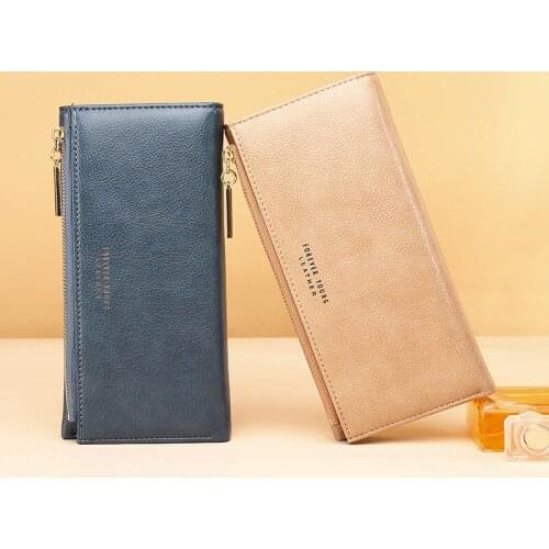 New Style Ladies Wallet Long Clutch Bag Tri-fold Wallet Fashion Buckle Coin Purse Card Holder